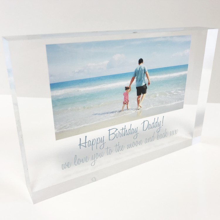 6x4 Acrylic Block Glass Token - Photo and Message